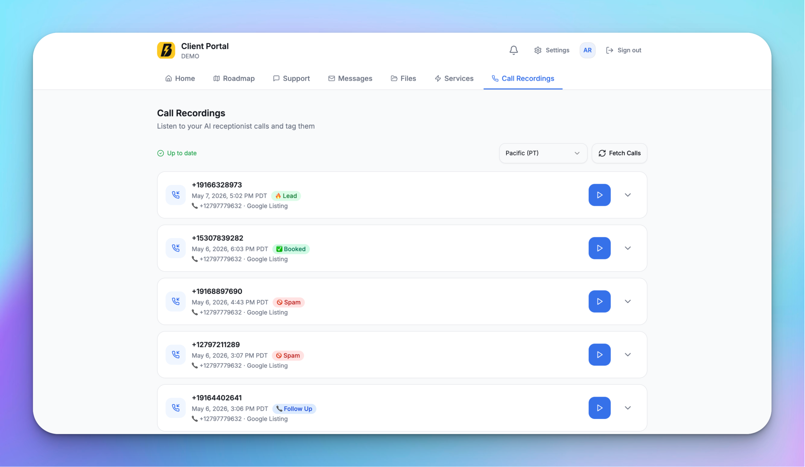 Review Command dashboard screenshot